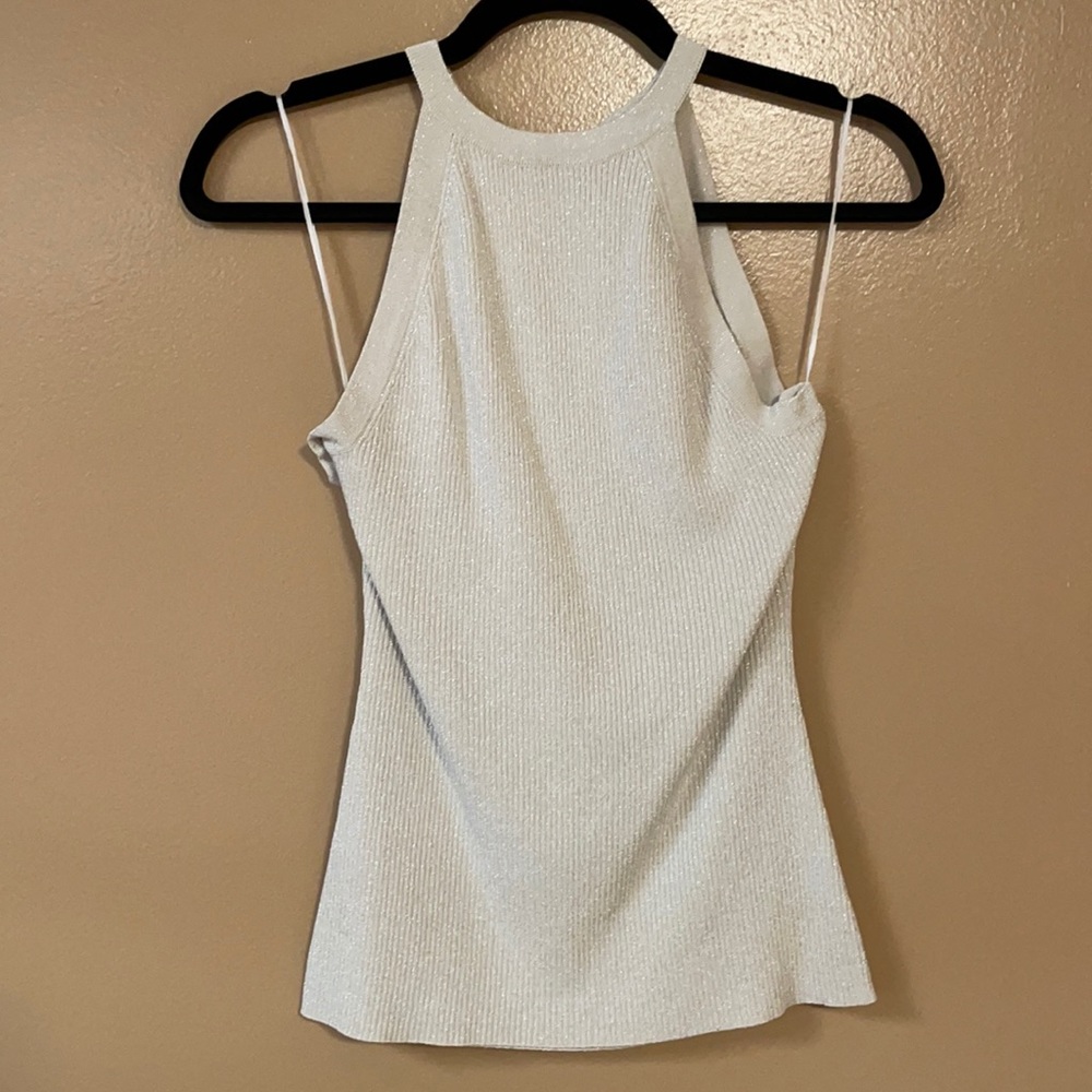 Ivory silk blend tank top with shimmer